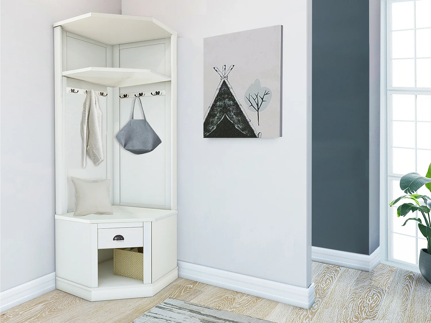 Toby | Armoire d'angle compacte en pin blanc
