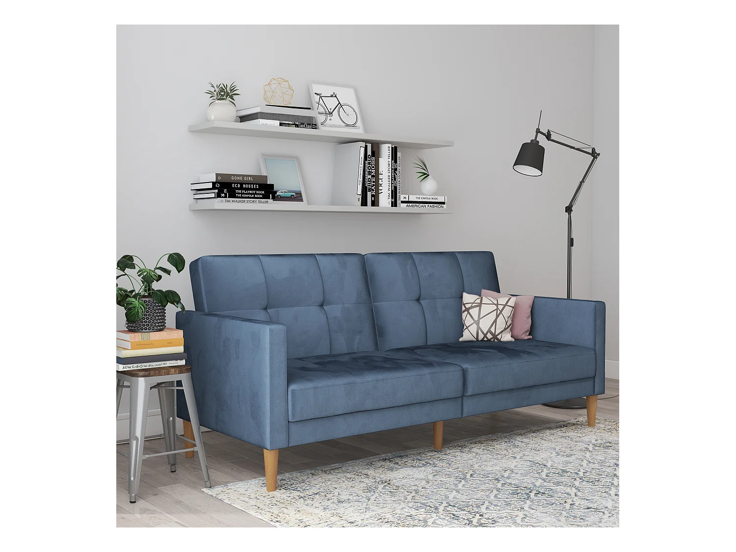 Lilly 3-zits slaapbank Blauw