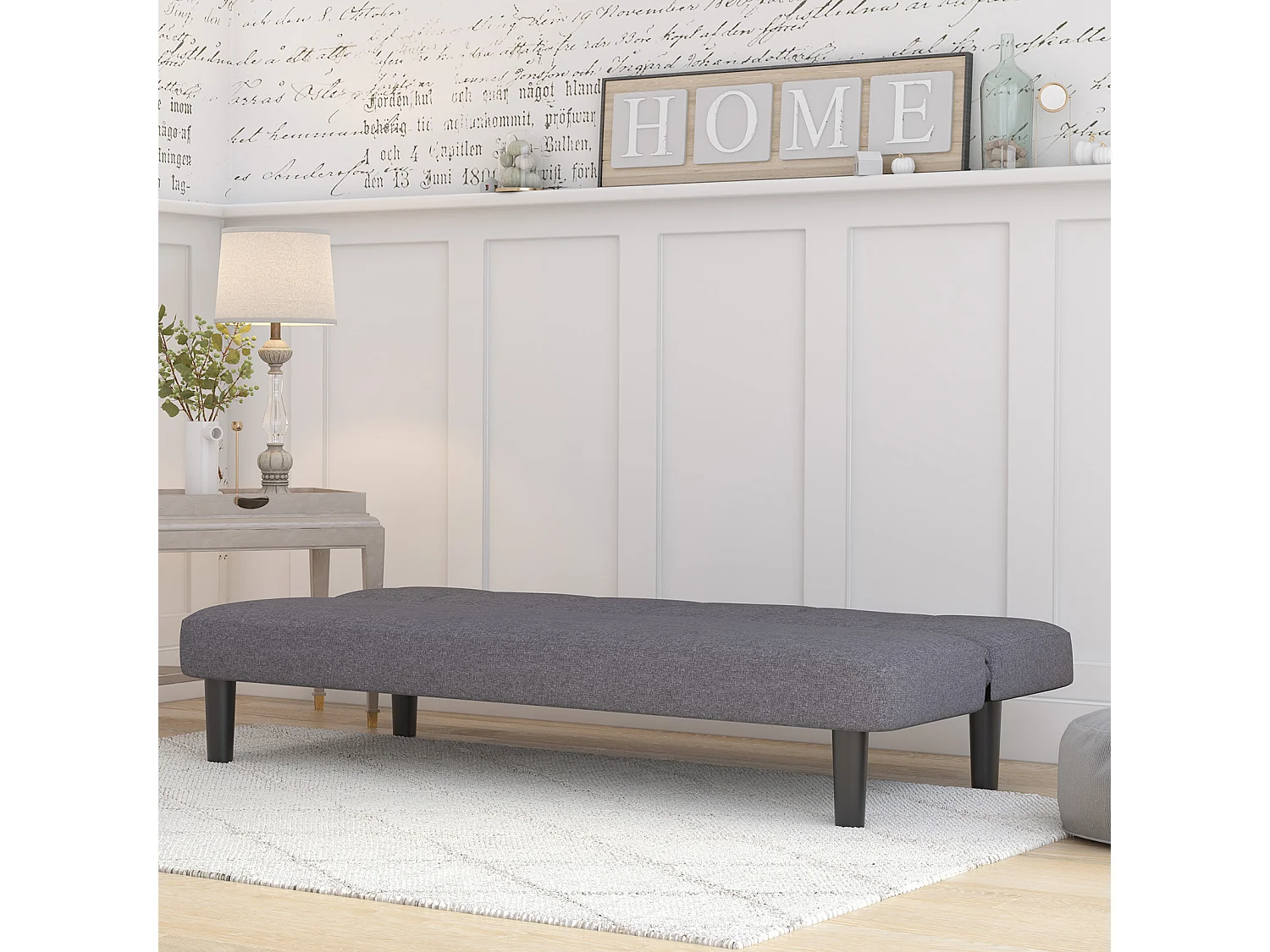 Alby | Canapé-lit 3 places en effet lin anthracite