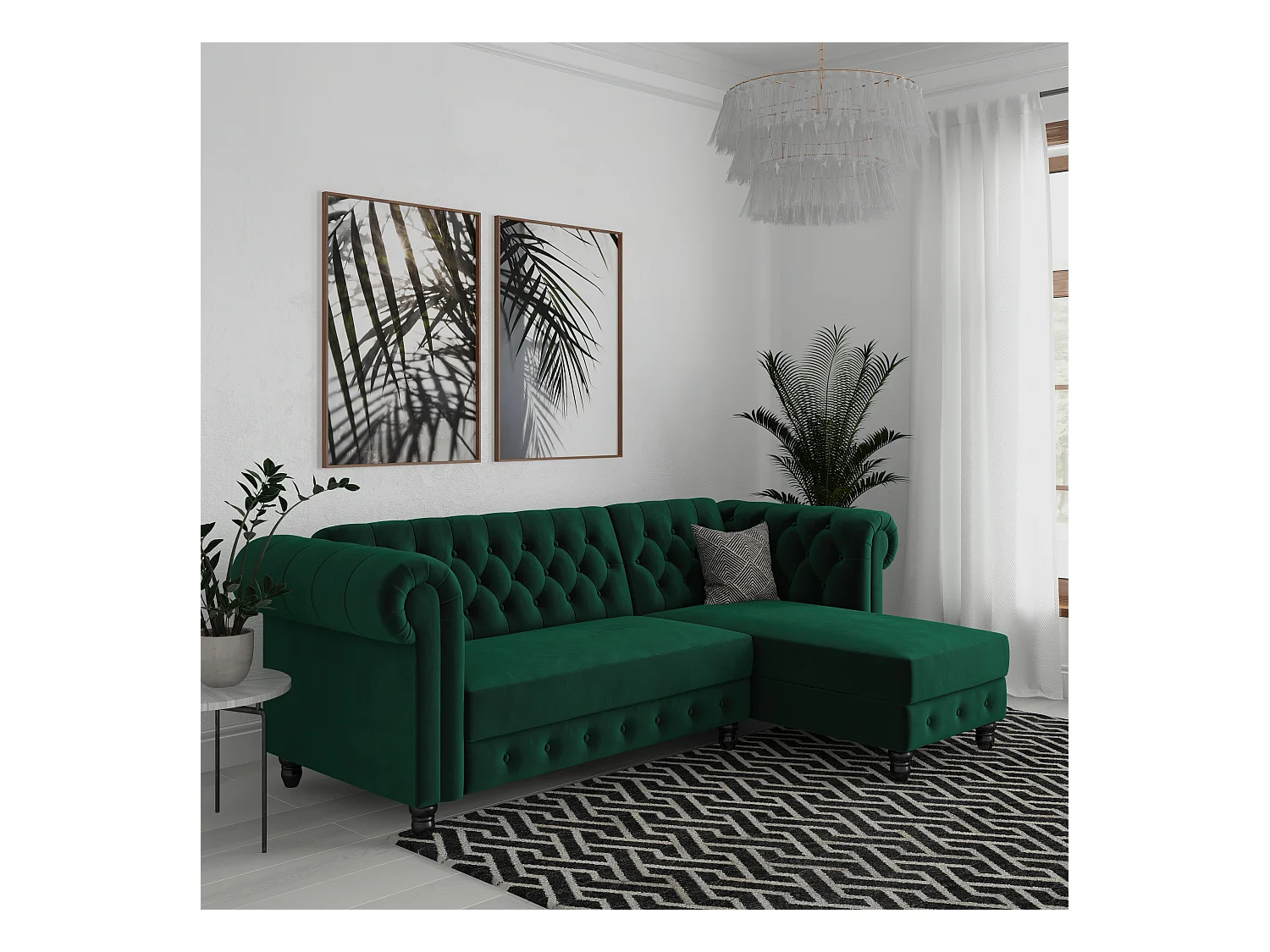 Felix L-vorm Slaapbank Donkergroen