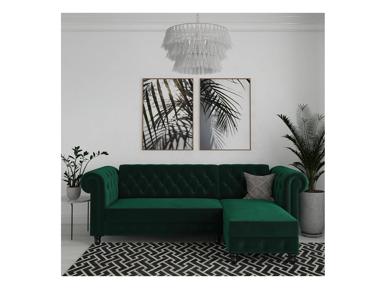 Felix L-vorm Slaapbank Donkergroen