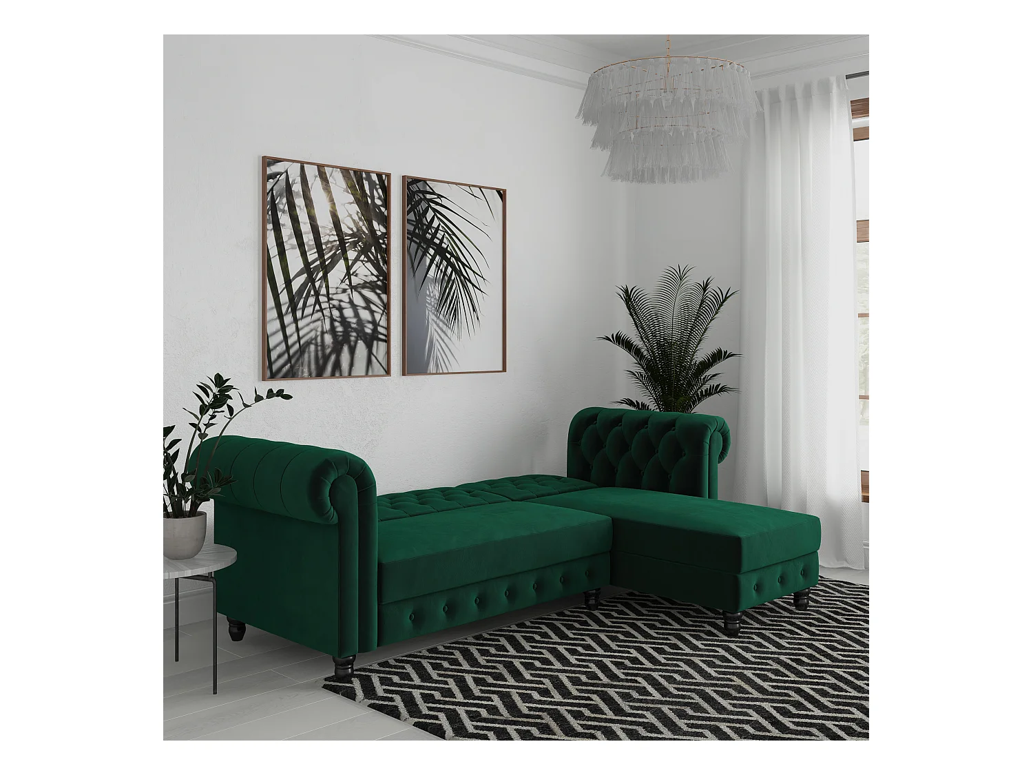 Felix L-vorm Slaapbank Donkergroen