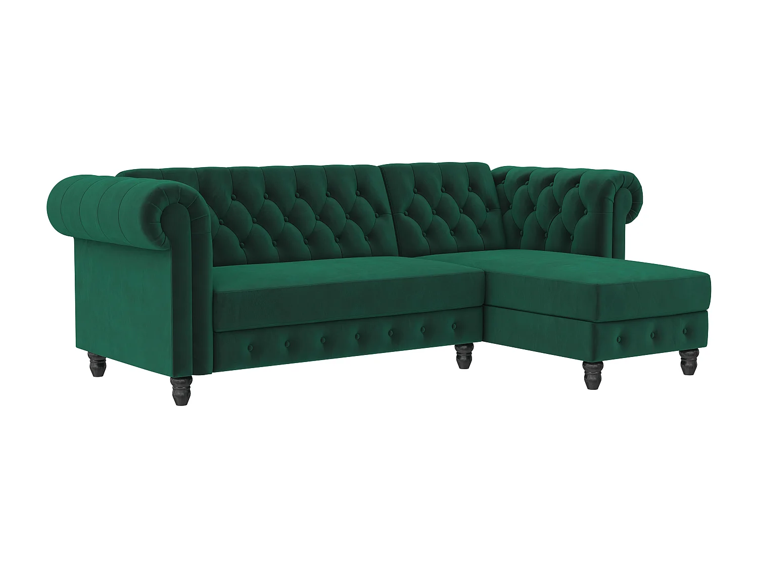 Felix | Canapé clic-clac d'angle 3 places en velours vert