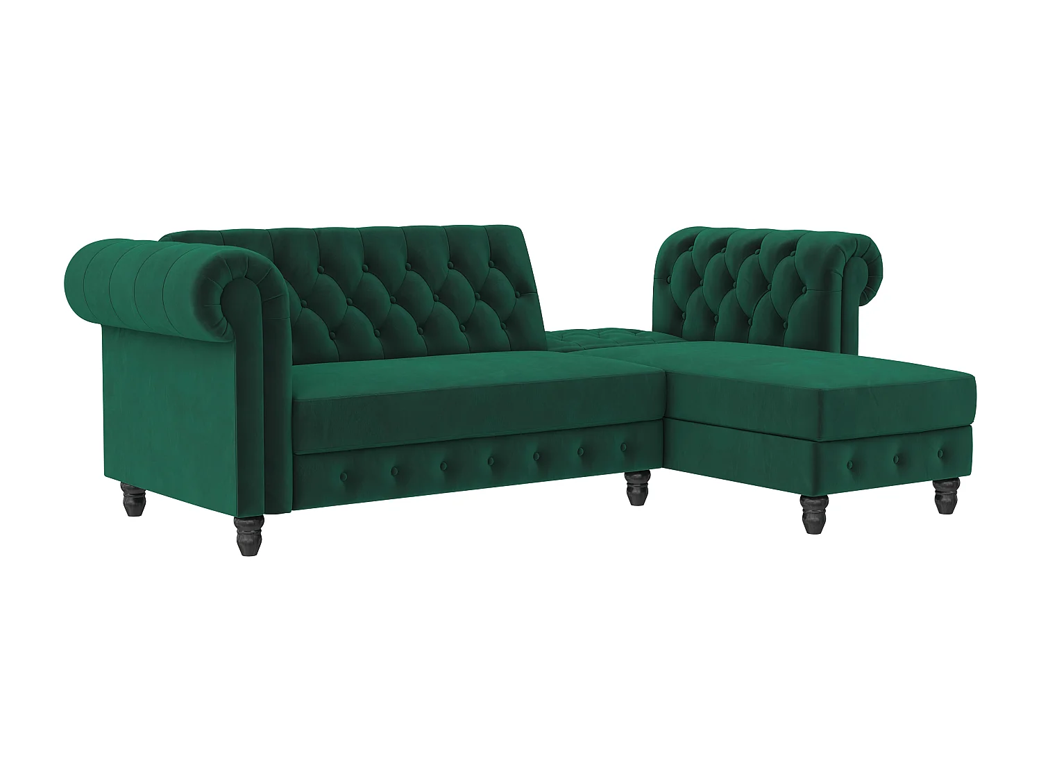 Felix | Canapé clic-clac d'angle 3 places en velours vert