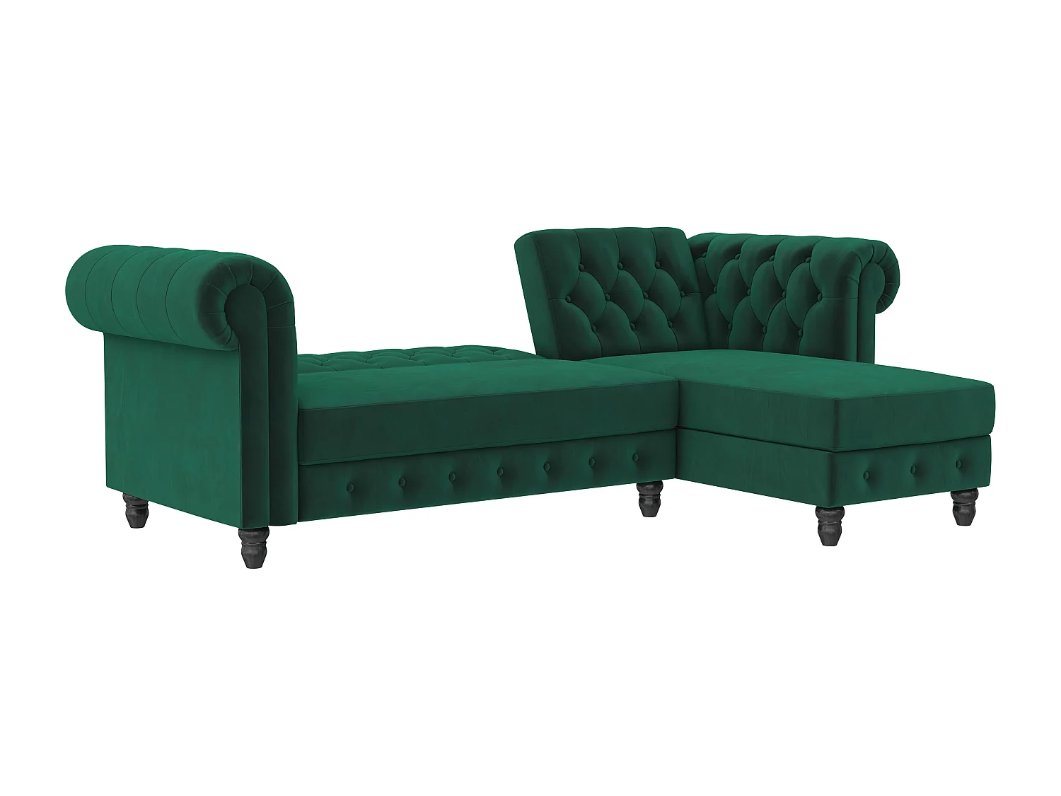 Felix | Canapé clic-clac d'angle 3 places en velours vert