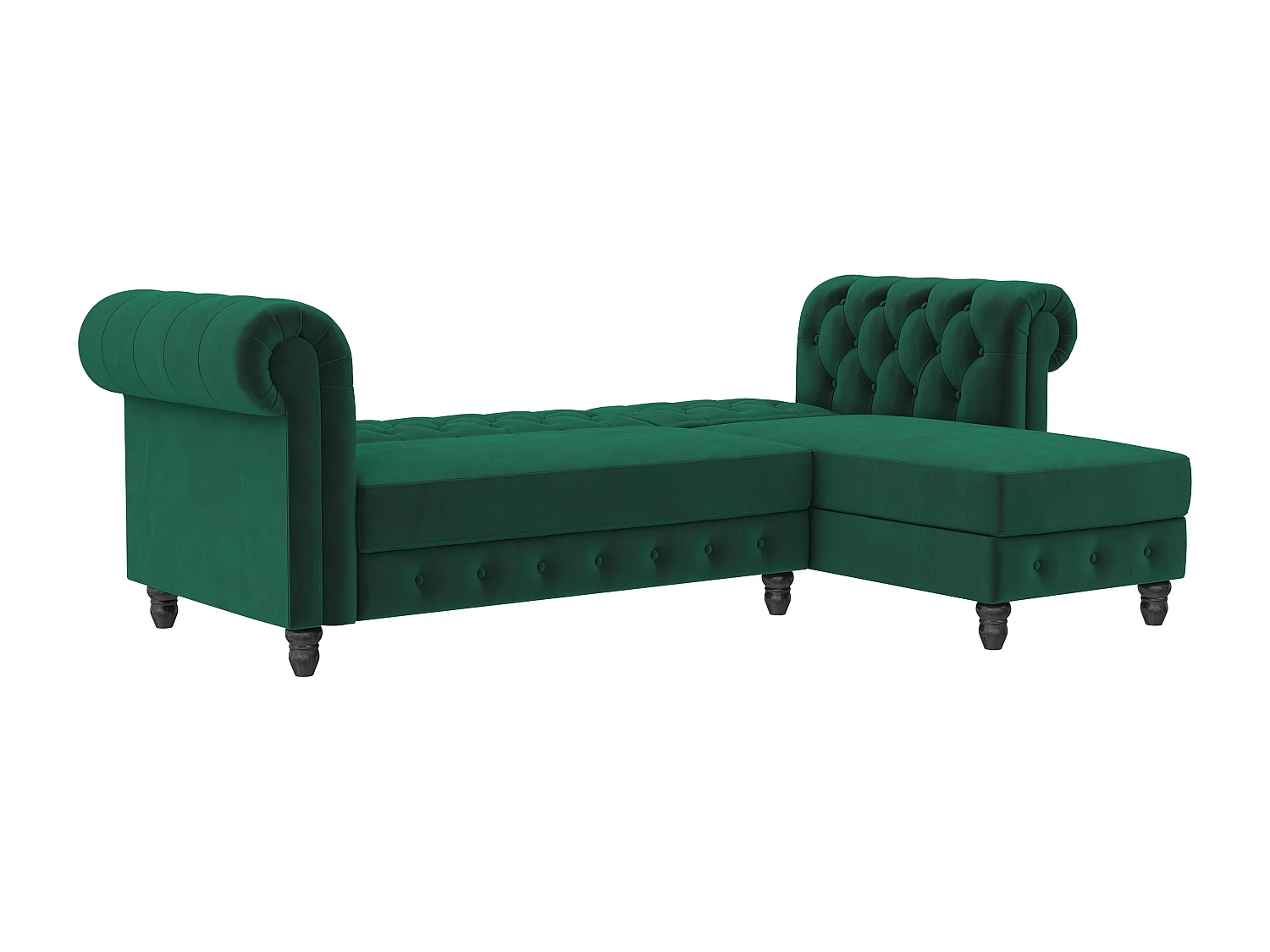 Felix | Canapé clic-clac d'angle 3 places en velours vert