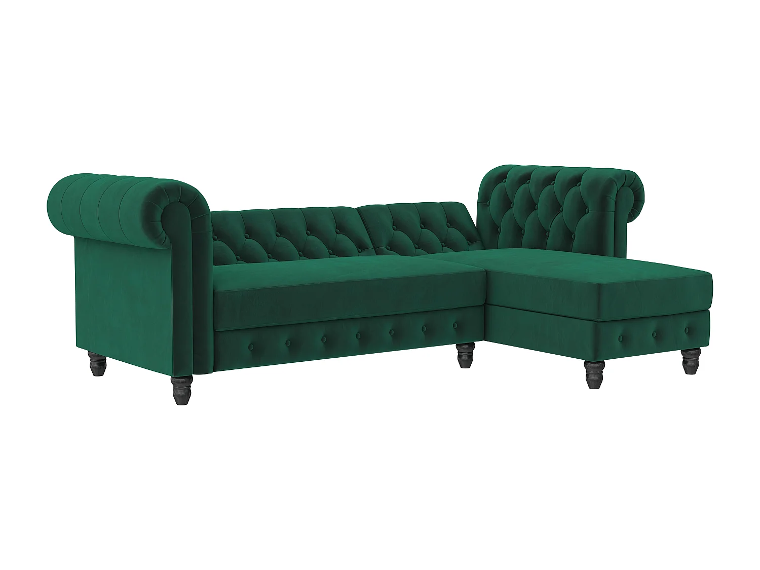 Felix | Canapé clic-clac d'angle 3 places en velours vert