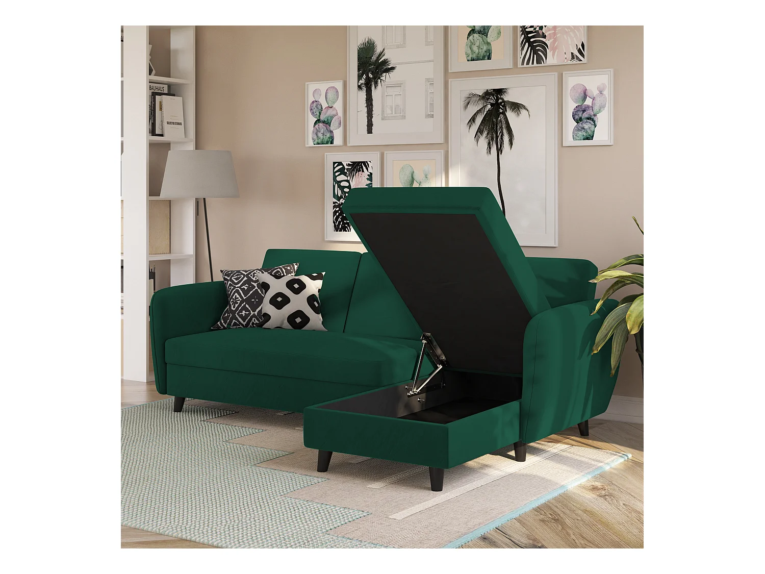 Perry sectionele slaapbank donkergroen