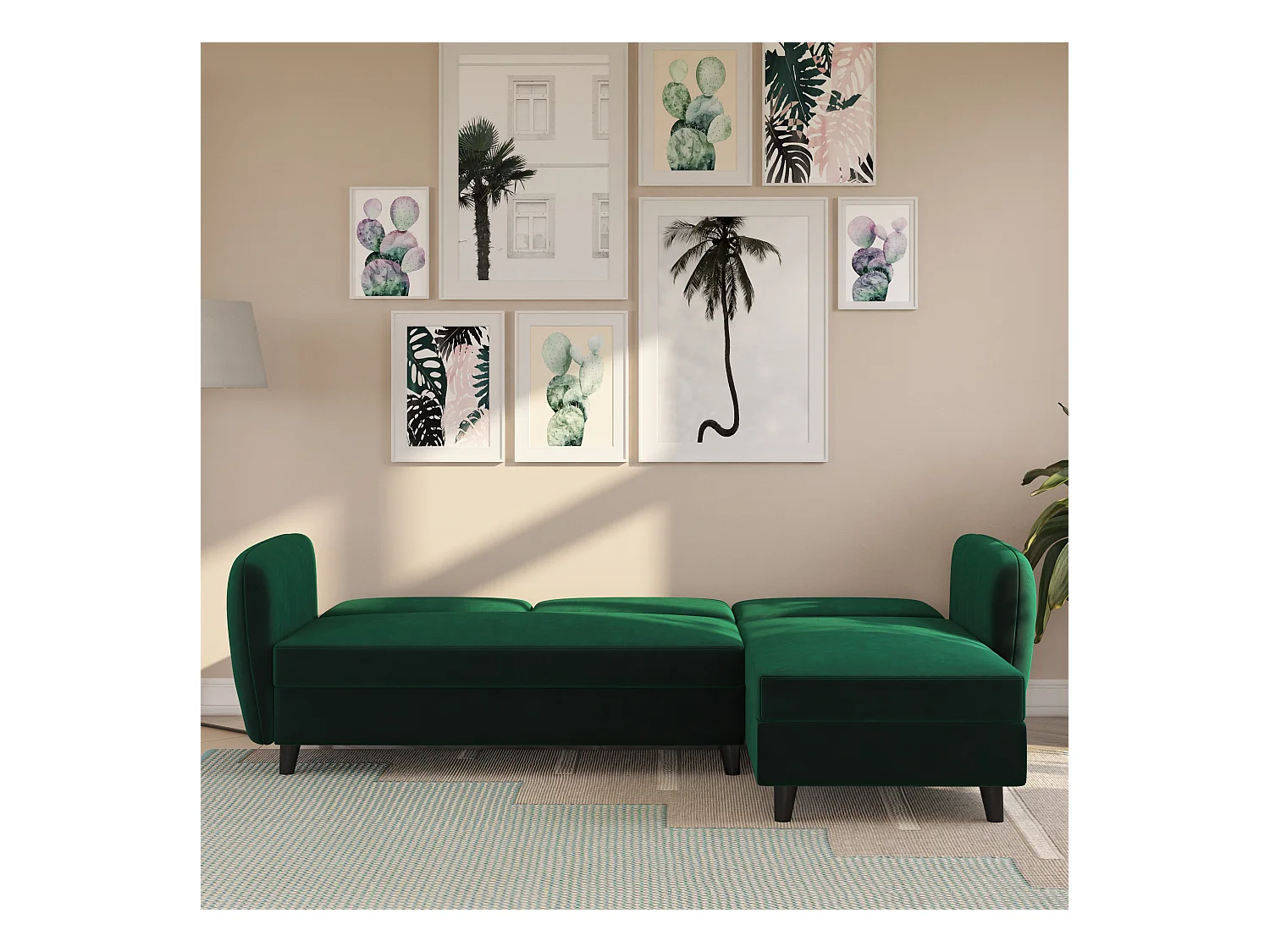 Perry sectionele slaapbank donkergroen