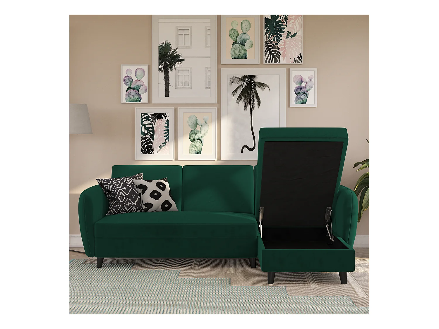 Perry sectionele slaapbank donkergroen