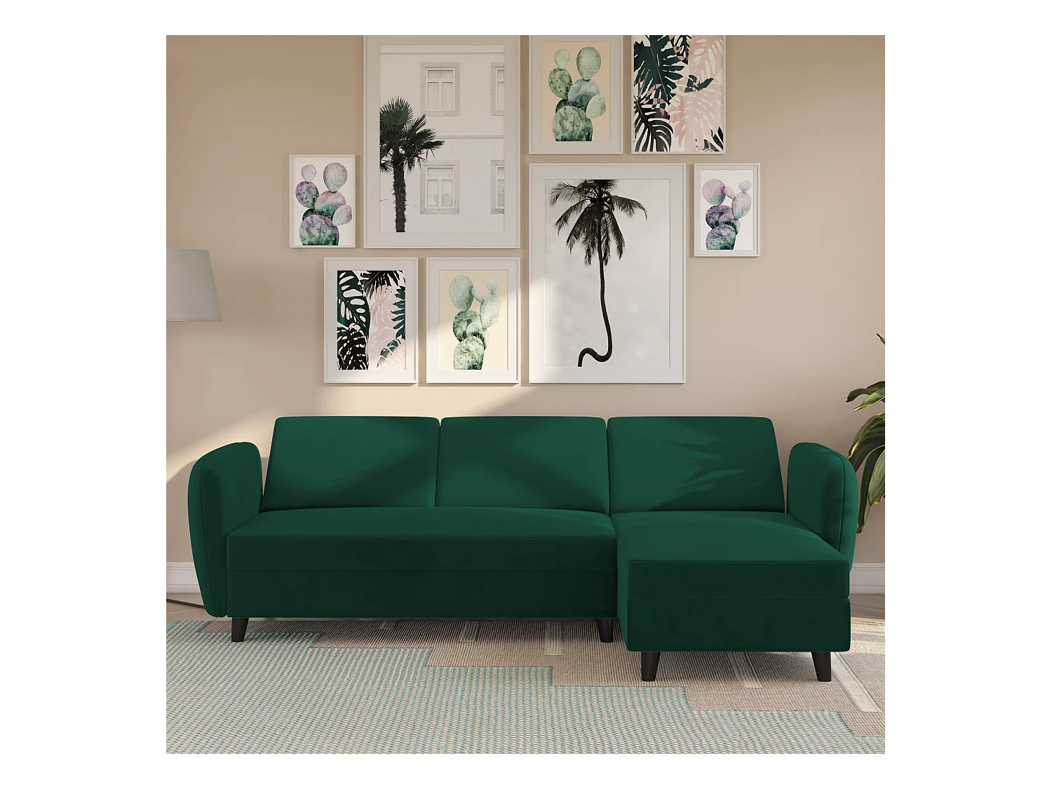 Perry sectionele slaapbank donkergroen