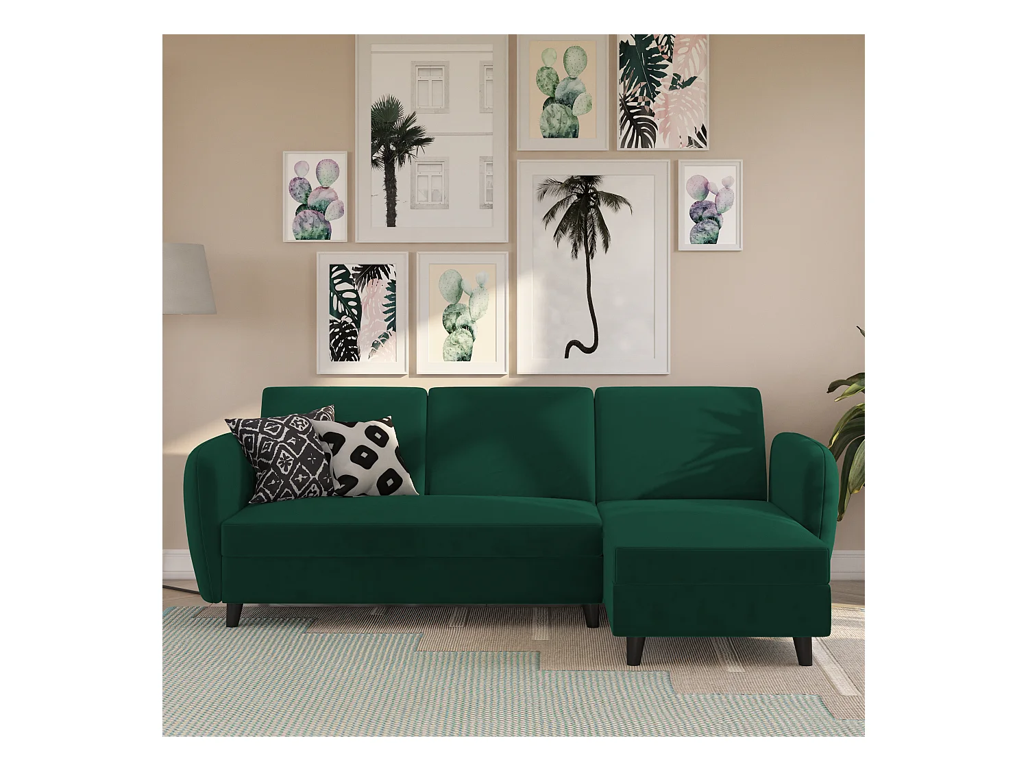 Perry sectionele slaapbank donkergroen