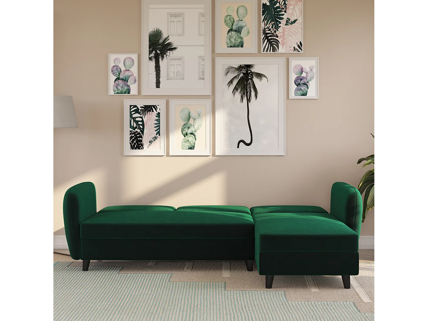 Perry | Canapé-lit sectionnel vert foncé