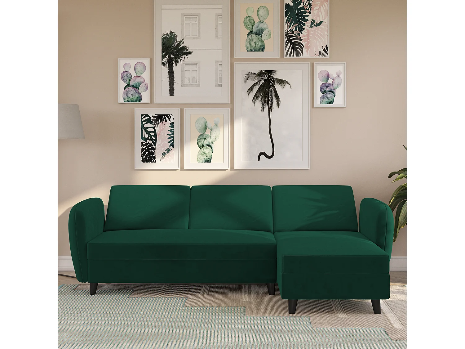 Perry | Canapé-lit sectionnel vert foncé