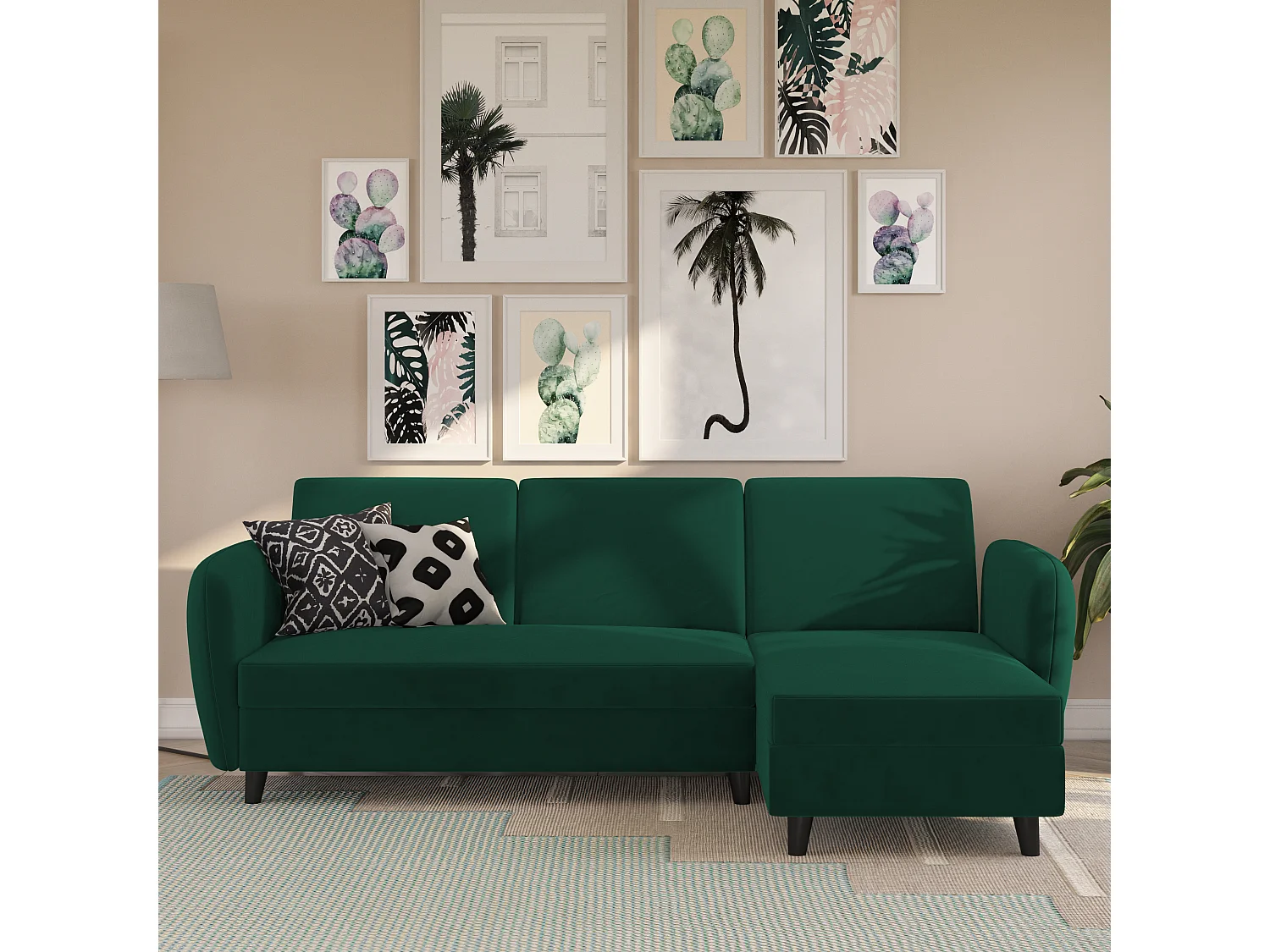 Perry | Canapé-lit sectionnel vert foncé