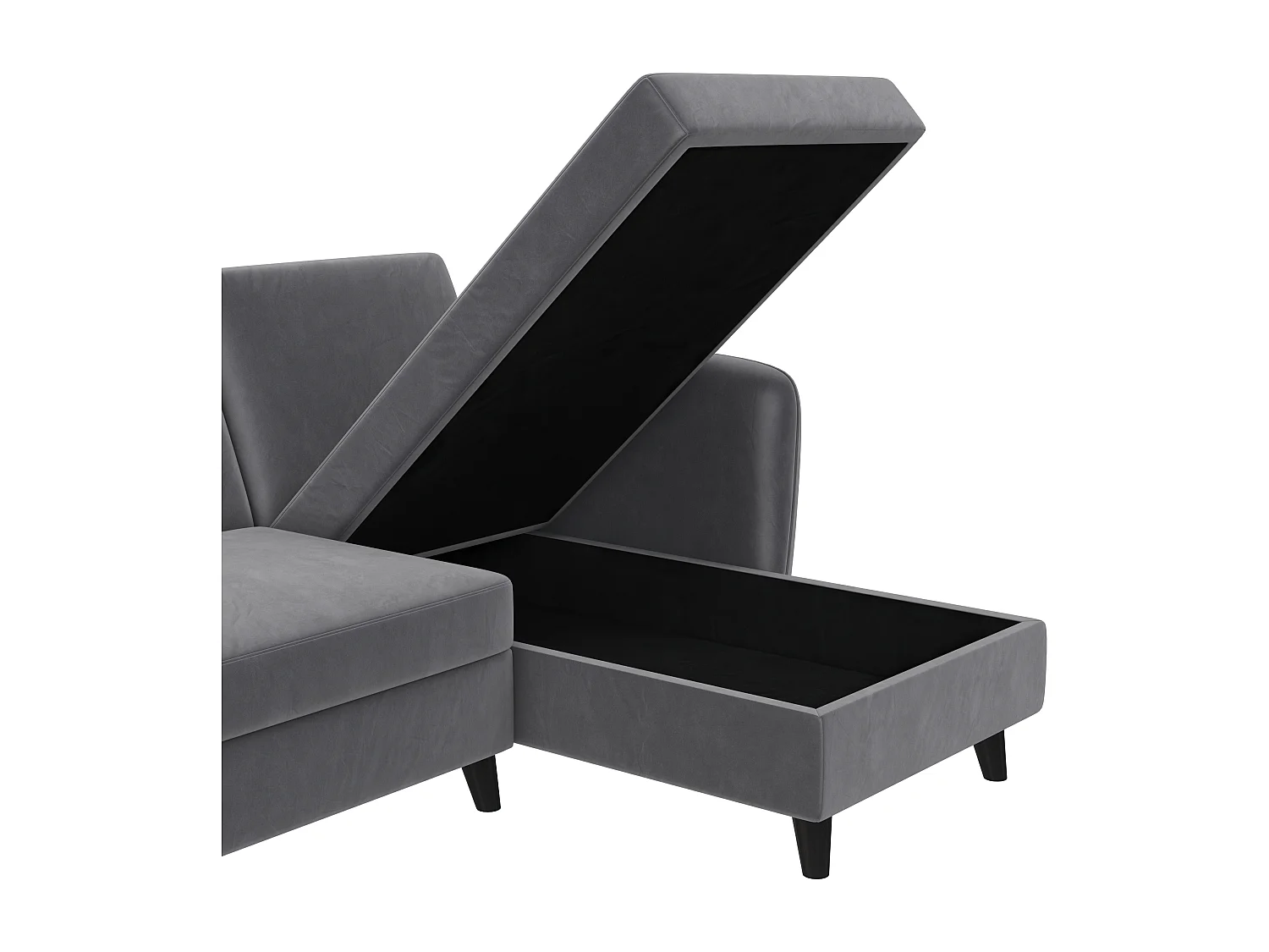 Perry|Canapé-lit 3 places avec rangement en velours gris