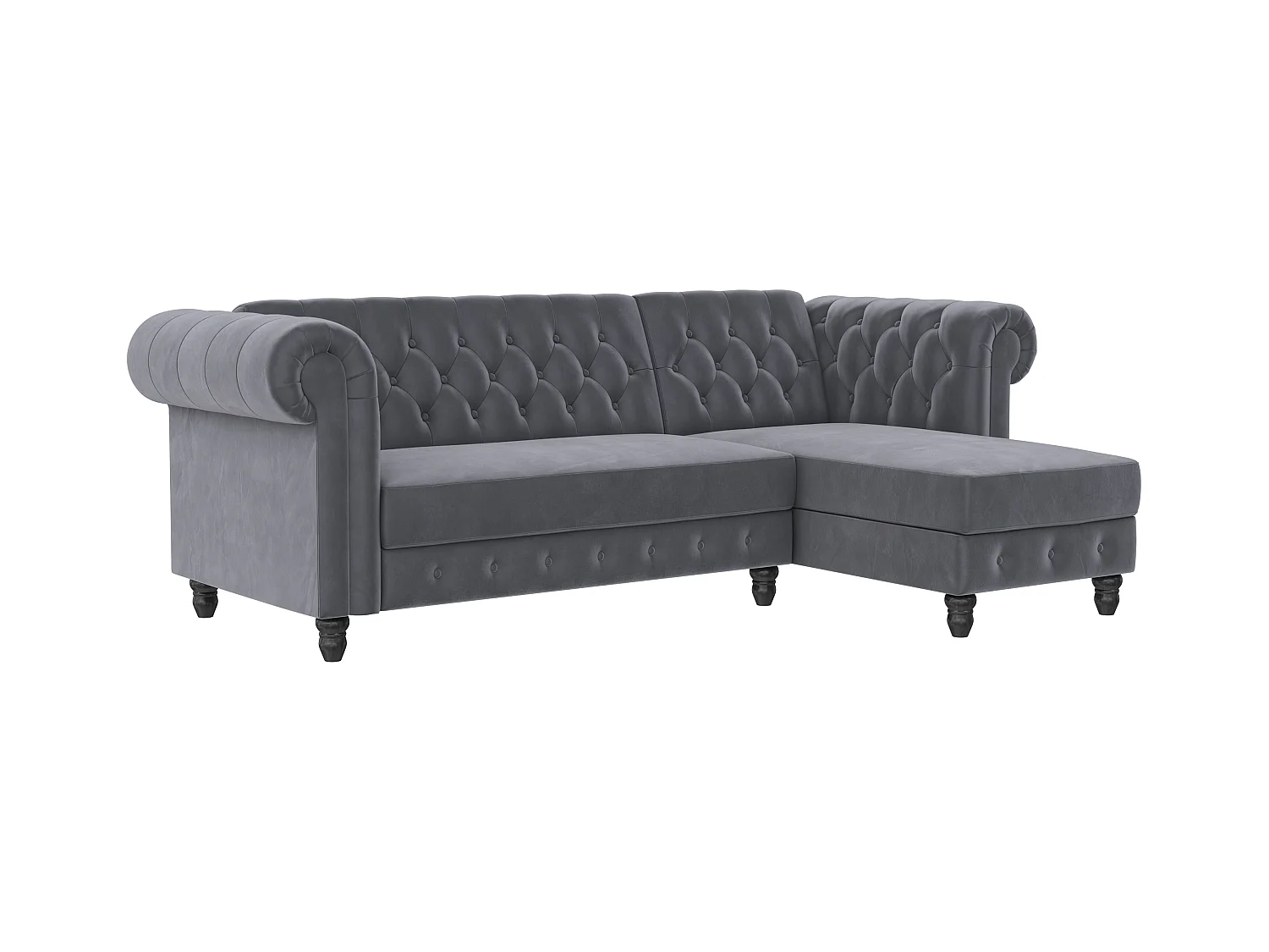 Felix | Canapé clic-clac d'angle 3 places en velours anthracite