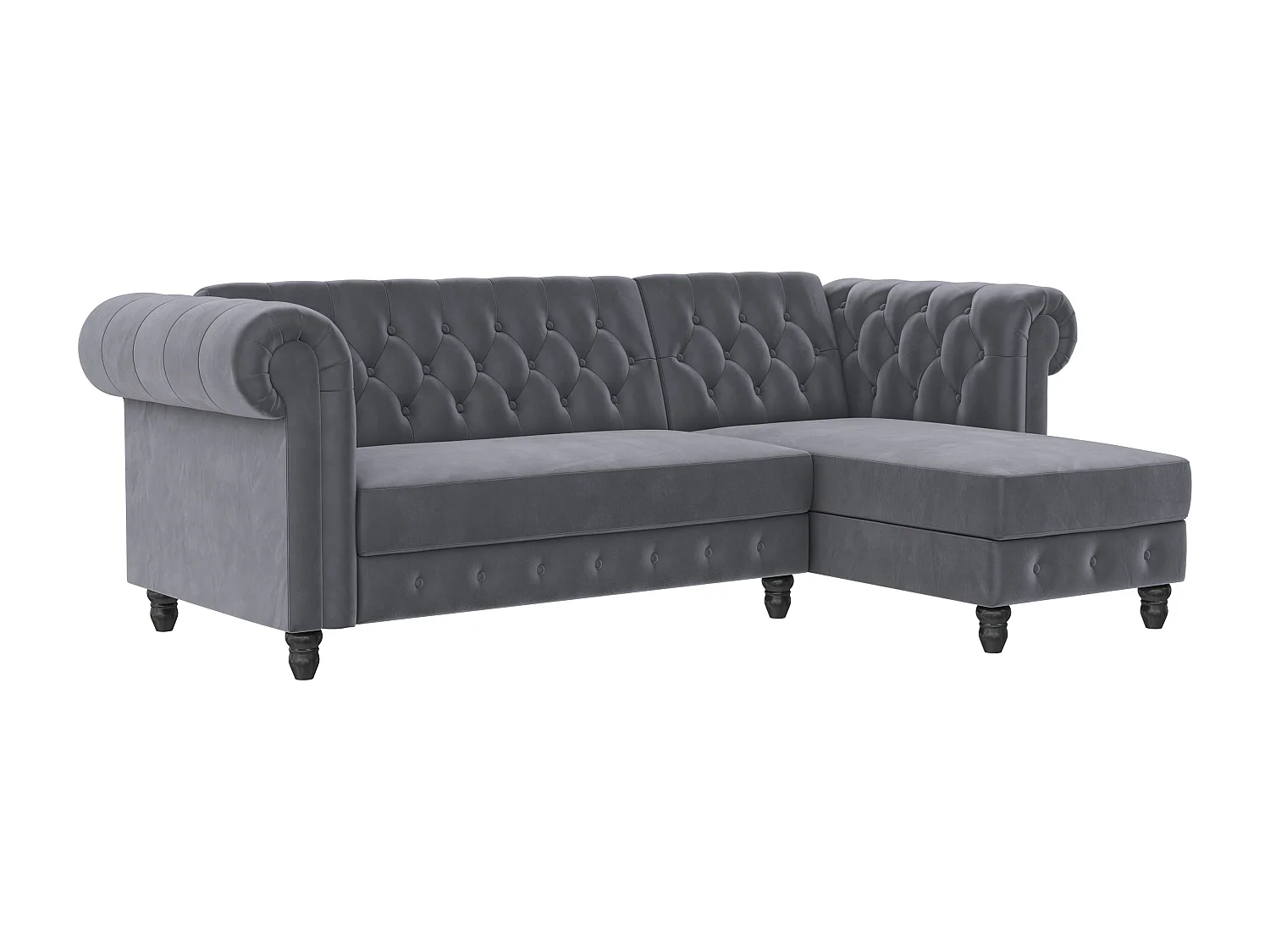 Felix | Canapé clic-clac d'angle 3 places en velours anthracite