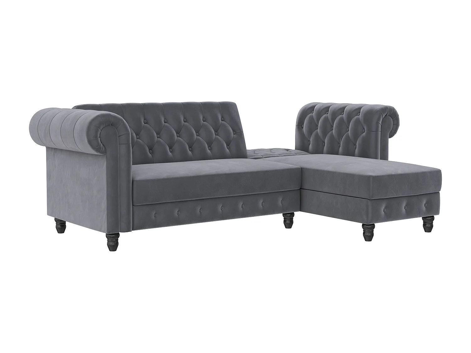 Felix | Canapé clic-clac d'angle 3 places en velours anthracite