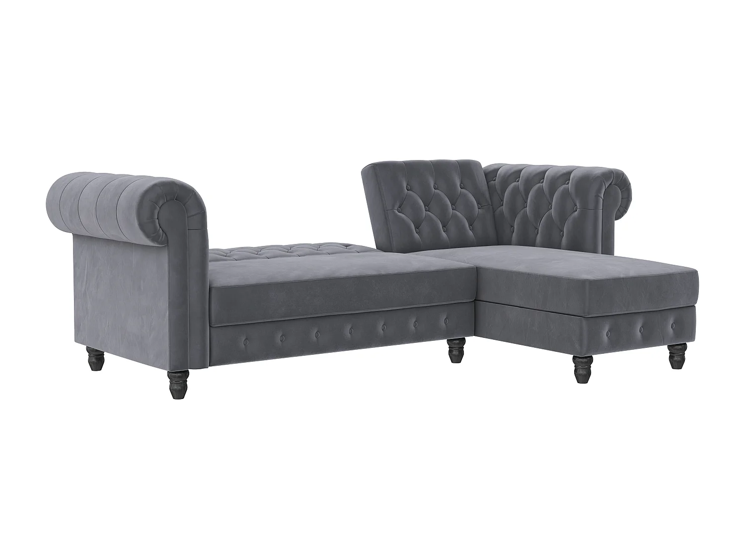 Felix | Canapé clic-clac d'angle 3 places en velours anthracite