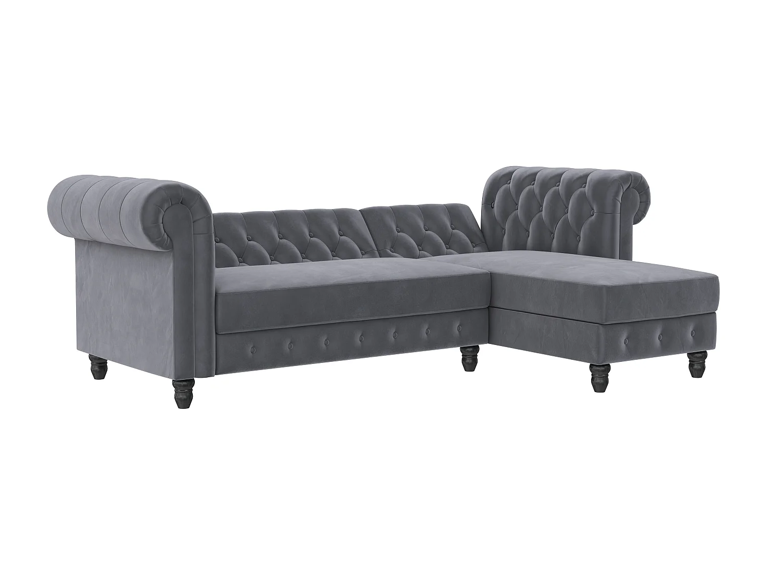 Felix | Canapé clic-clac d'angle 3 places en velours anthracite