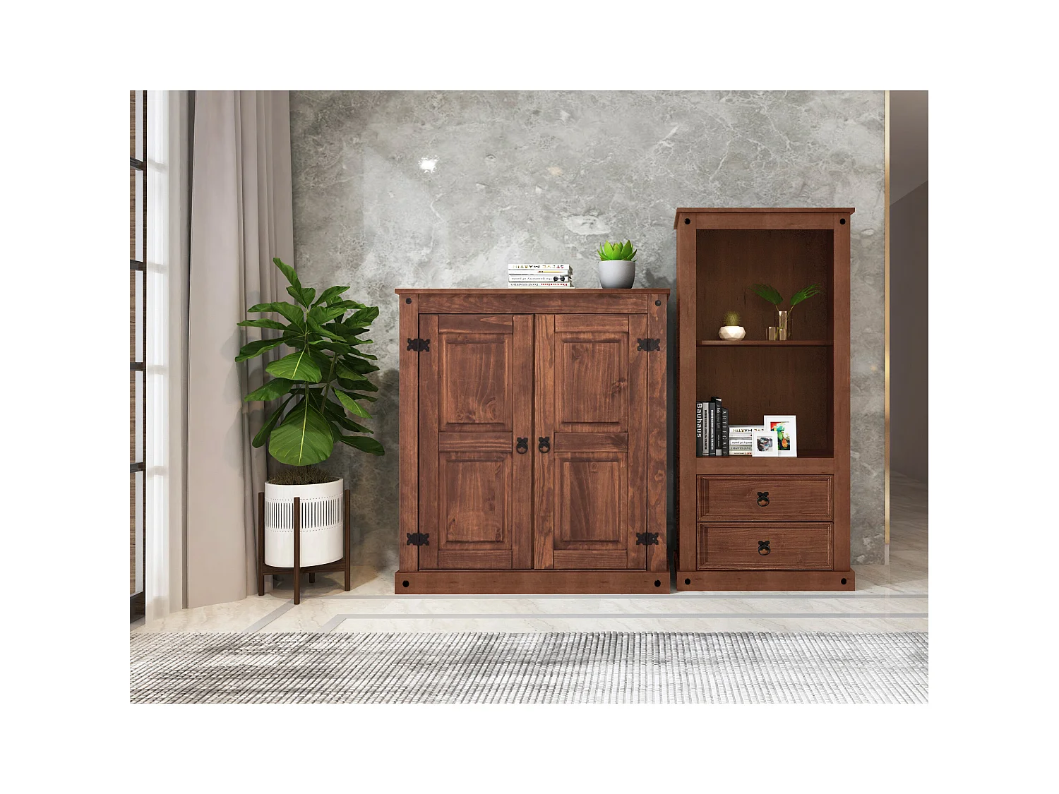 Mexico-Dressoir met 2 deuren en natuurlijk grenen