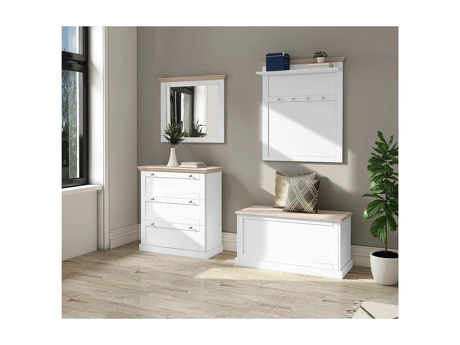 Binz | Coffre avec espace de rangement en chêne blanc