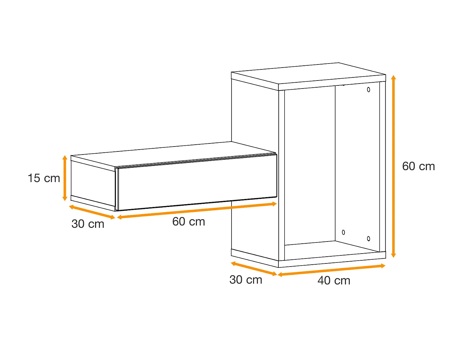 Mobile da ingresso 100x170cm sospeso design moderno rovere e nero IP1