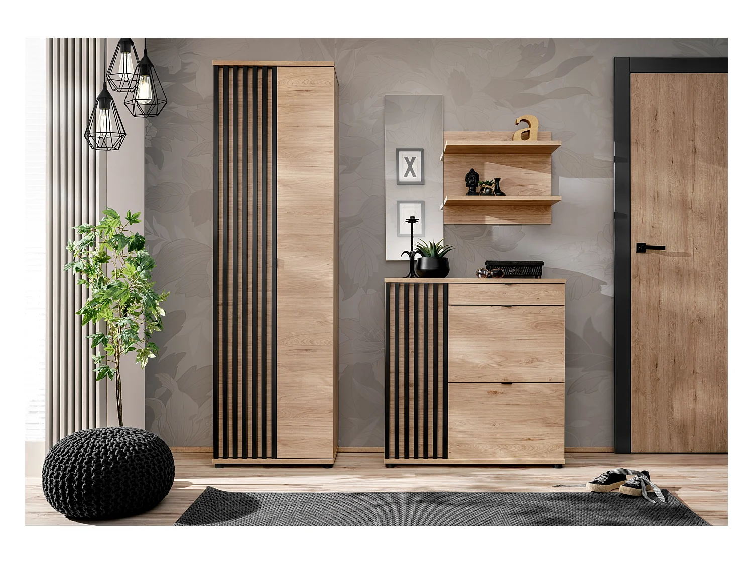 Mobile ingresso moderno rovere e nero 160x202 IP27