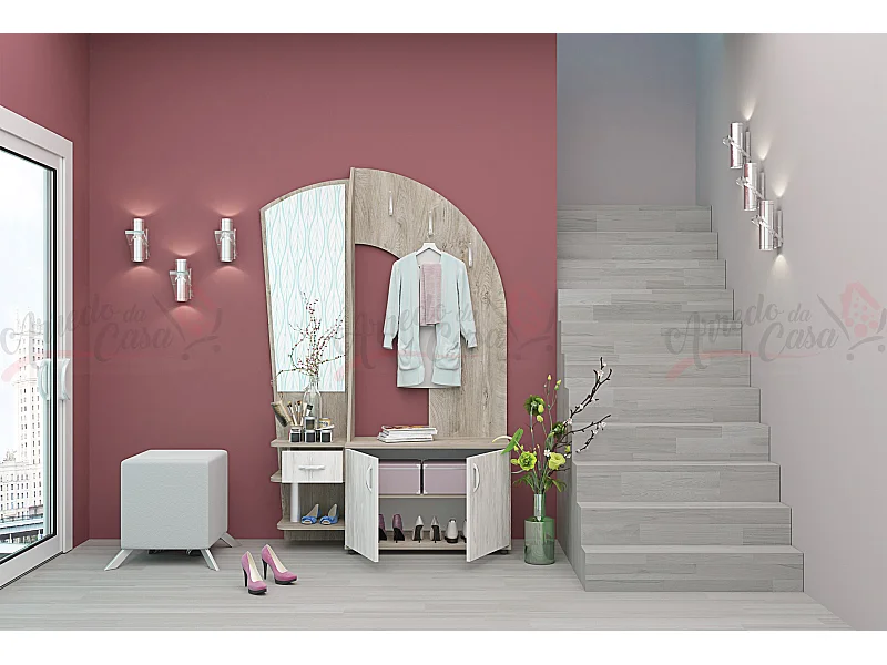 Mobile da ingresso design moderno 120x180 rovere bianco e rovere sbiancato IG7