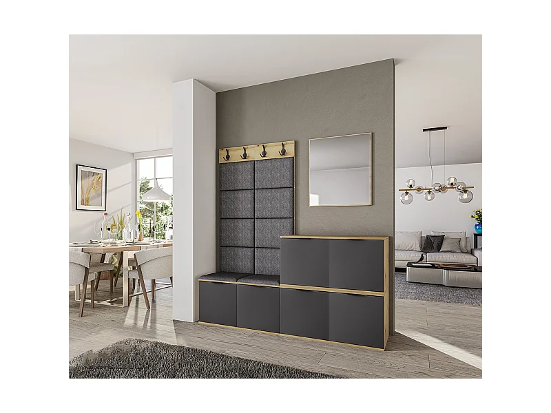 Mobile ingresso design moderno 180x186 rovere e antracite II18