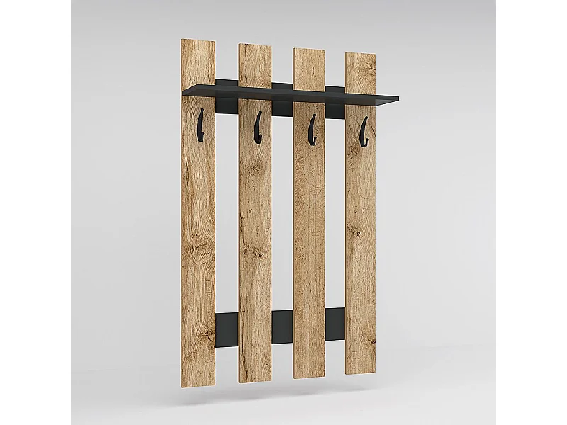 Appendiabiti da parete in rovere naturale e antracite 75x120 cm ASG3