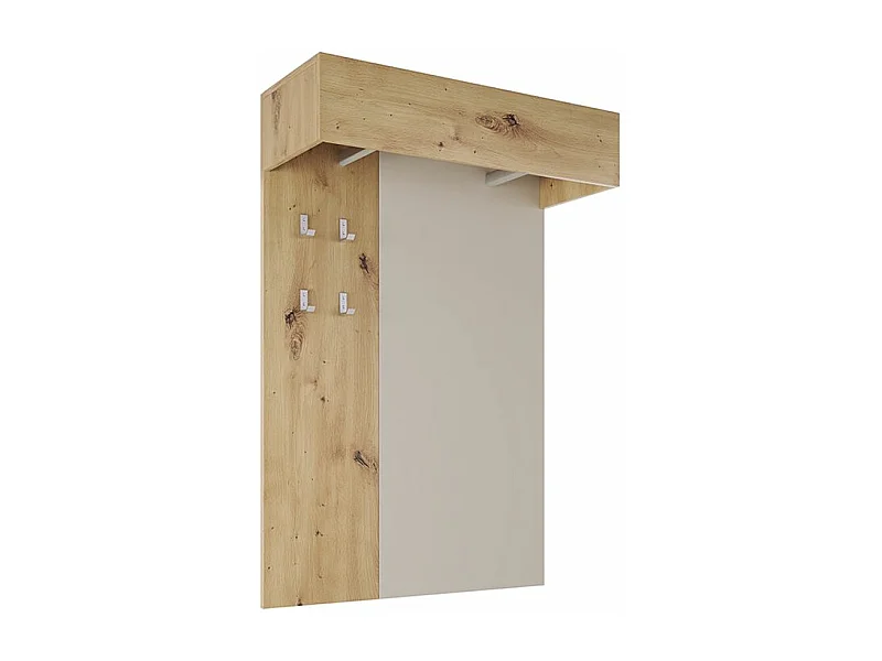 Attaccapanni moderno a parete con quattro ganci effetto legno 80x119 rovere e grigio II13