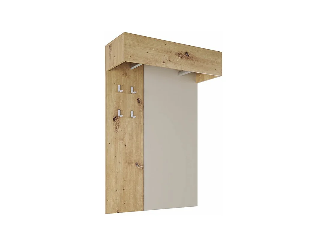 Attaccapanni moderno a parete con quattro ganci effetto legno 80x119 rovere e grigio II13