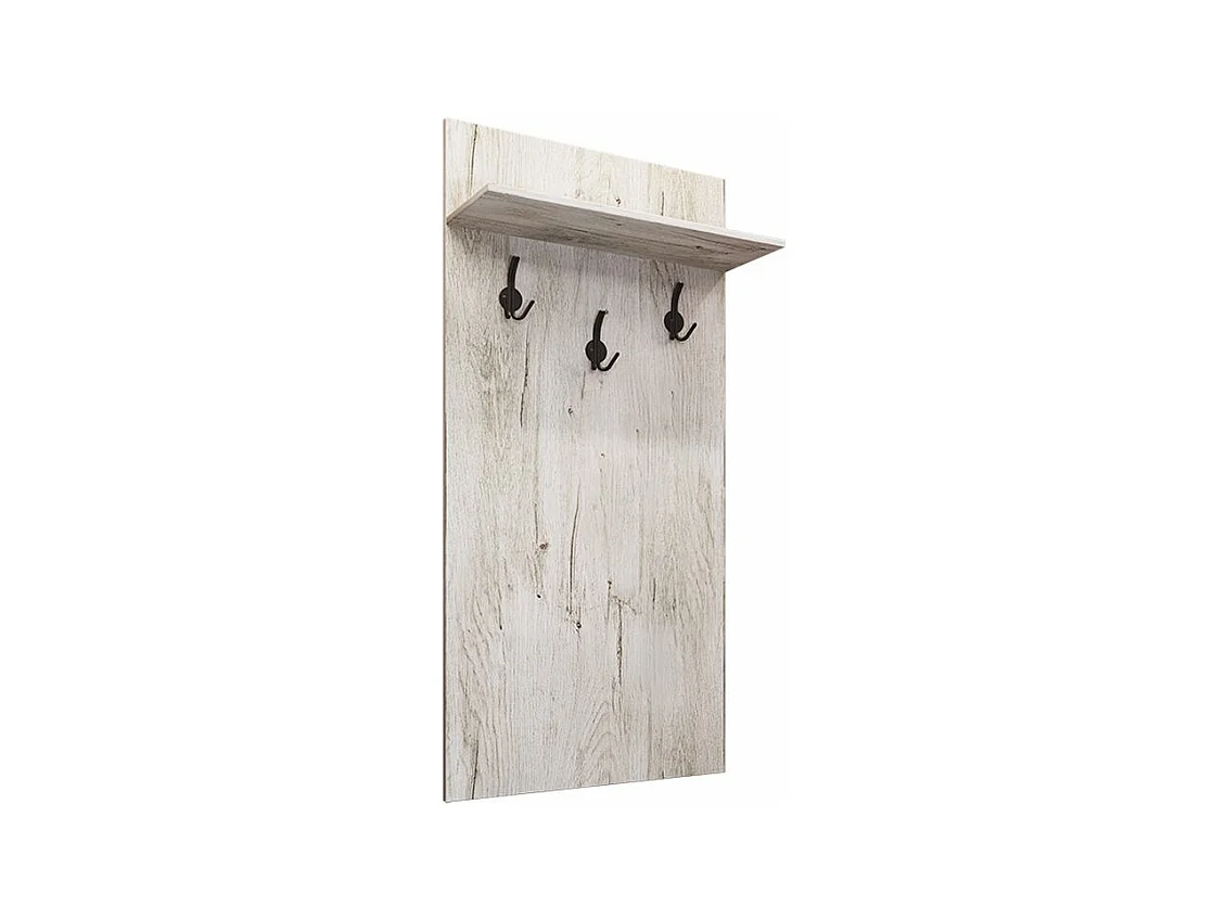 Attaccapanni da parete con tre ganci stile effetto legno 67x137 legno bianco II12