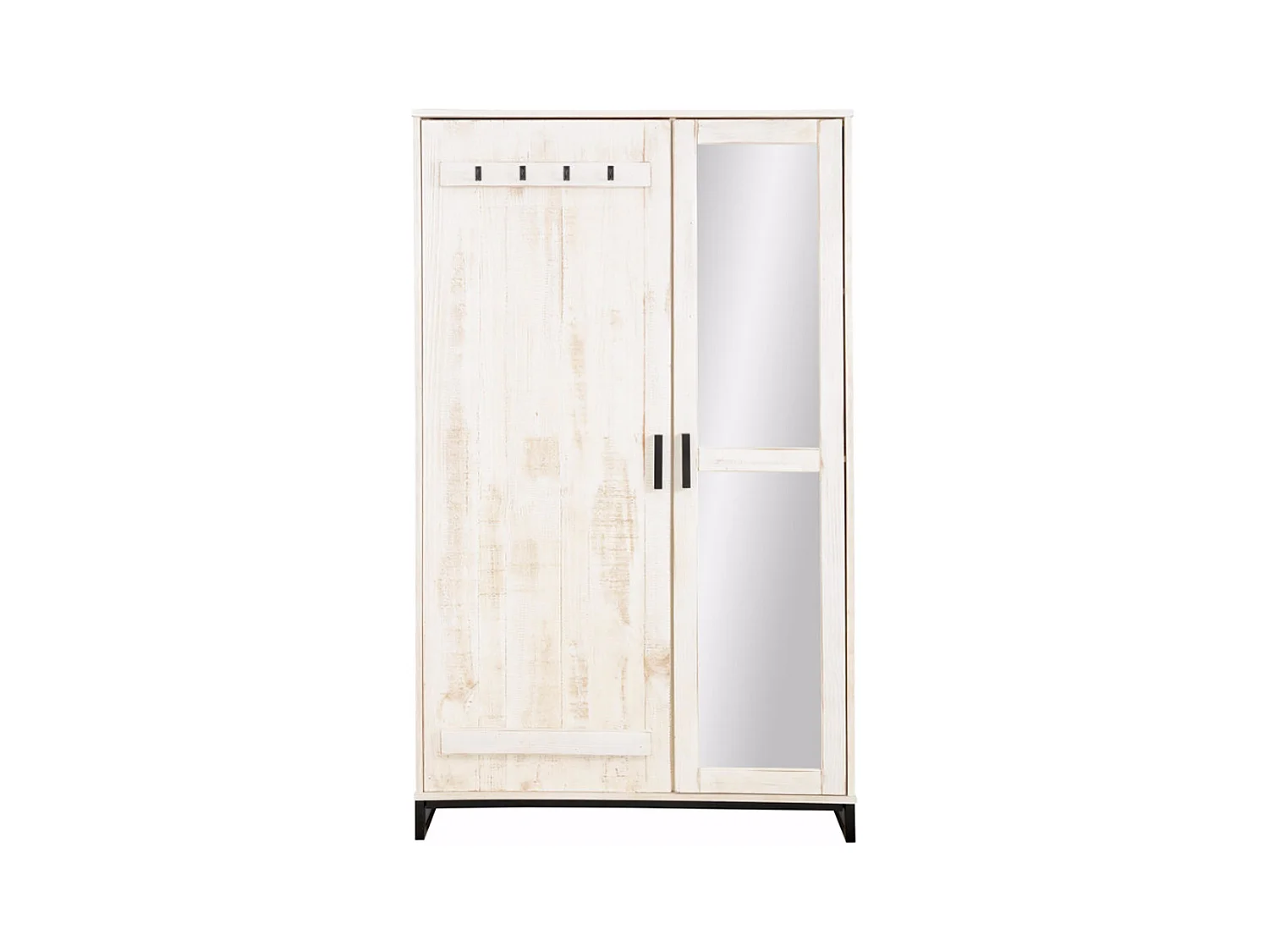Santo | Armoire avec porte miroir en blanc