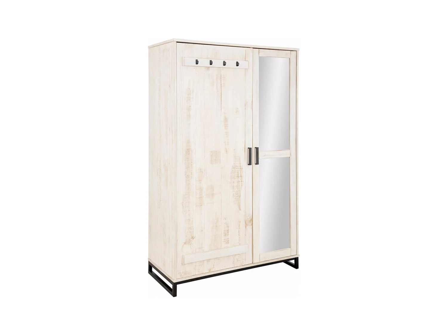 Santo | Armoire avec porte miroir en blanc