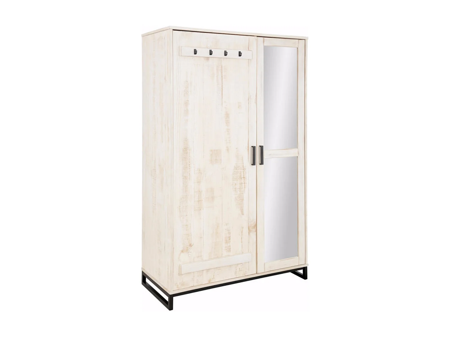 Santo | Armoire avec porte miroir en blanc