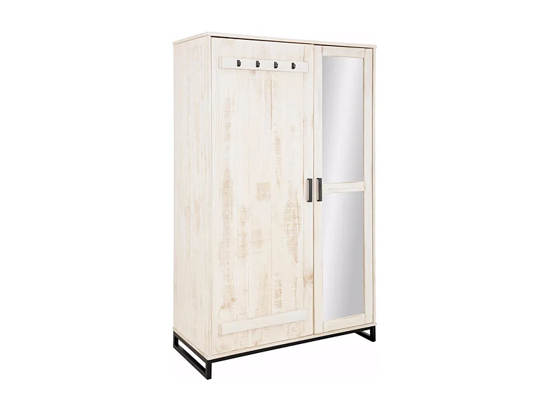 Santo | Armoire avec porte miroir en blanc