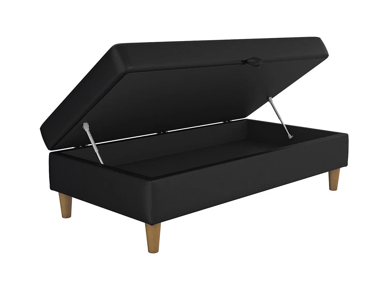 Otomana con almacenaje en polipiel negra