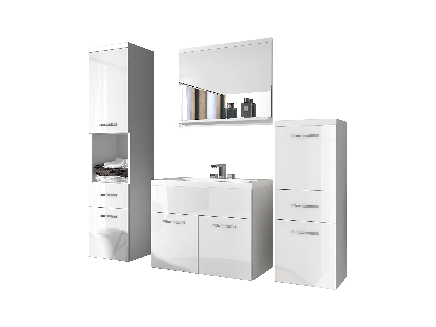 MINIO go for it, Badmöbel ALBECK in Farbe weiß / weiß glänzend