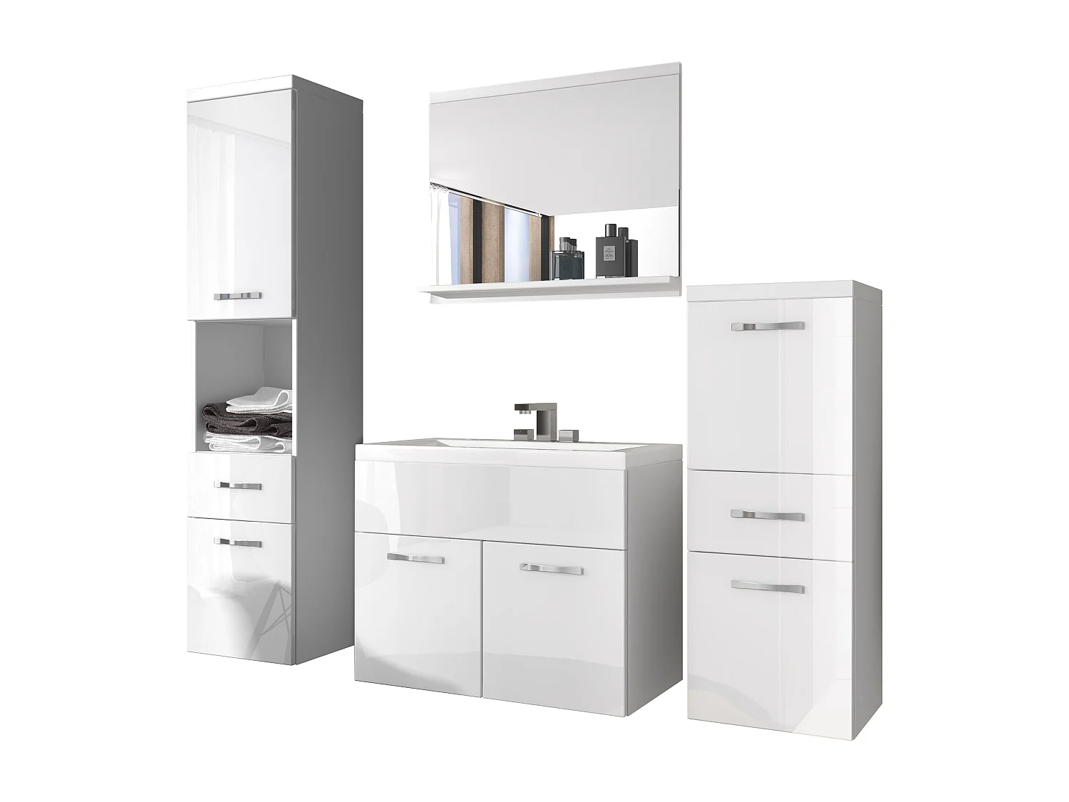 MINIO go for it, Badmöbel ALBECK in Farbe weiß / weiß glänzend