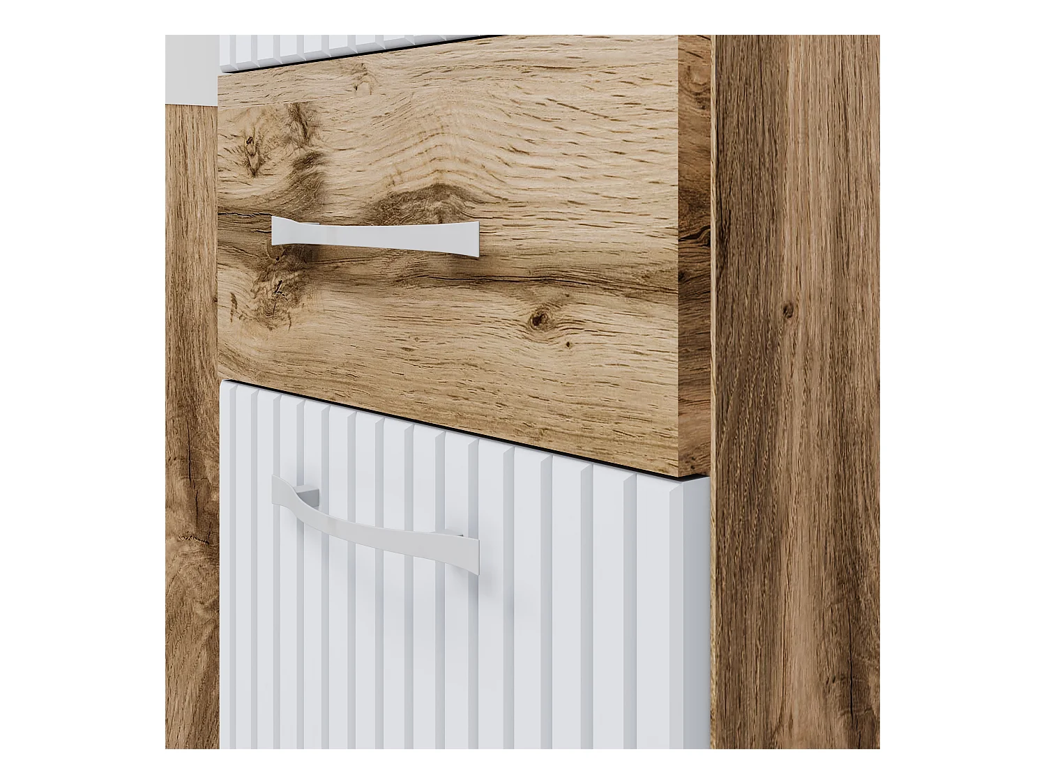 MINIO go for it, Meuble de salle de bain ALBECK coloris chêne wotan / blanc MDF design M5