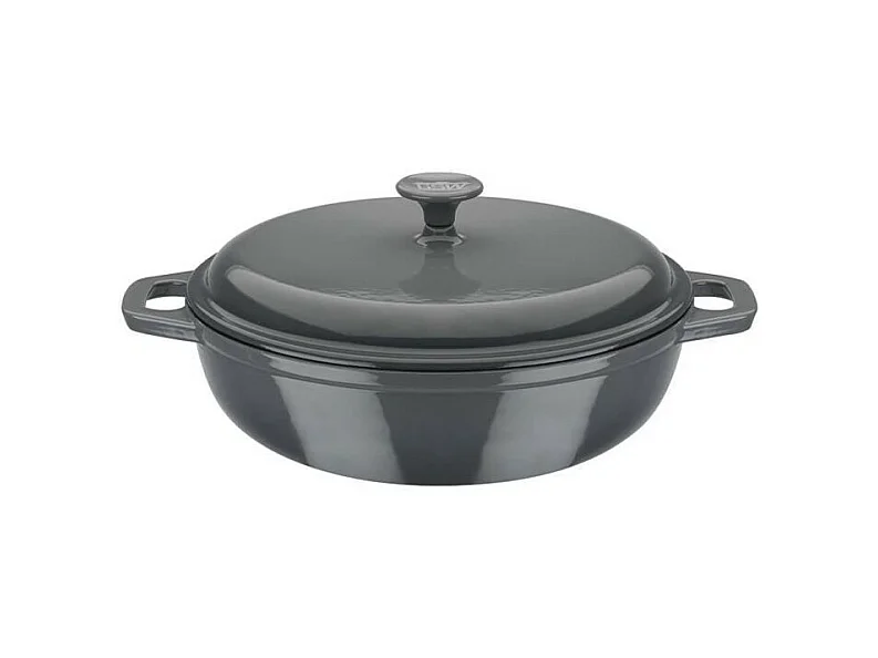 Massieve GSW GREY SHADOW Gietijzeren Cocotte 30 cm Rond Inductie Grijs