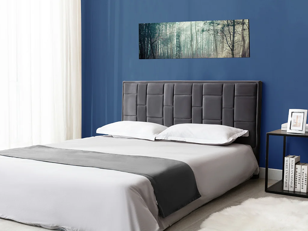 Tête de lit 180 cm - Velours - Gris foncé - HERMINE