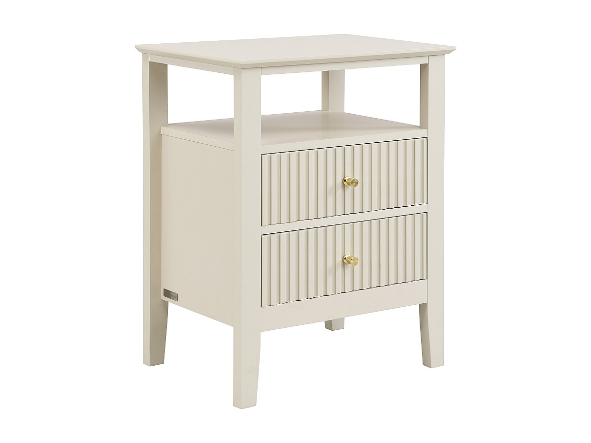 Nachttisch 2 Schubladen & 1 Ablage – MDF – Beige – NIRIVA günstig online kaufen