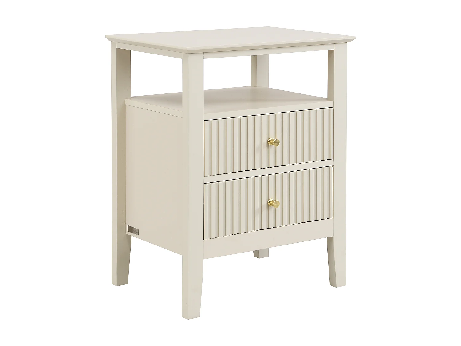 Table de chevet 2 tiroirs et 1 tablette - MDF - Beige - NIRIVA