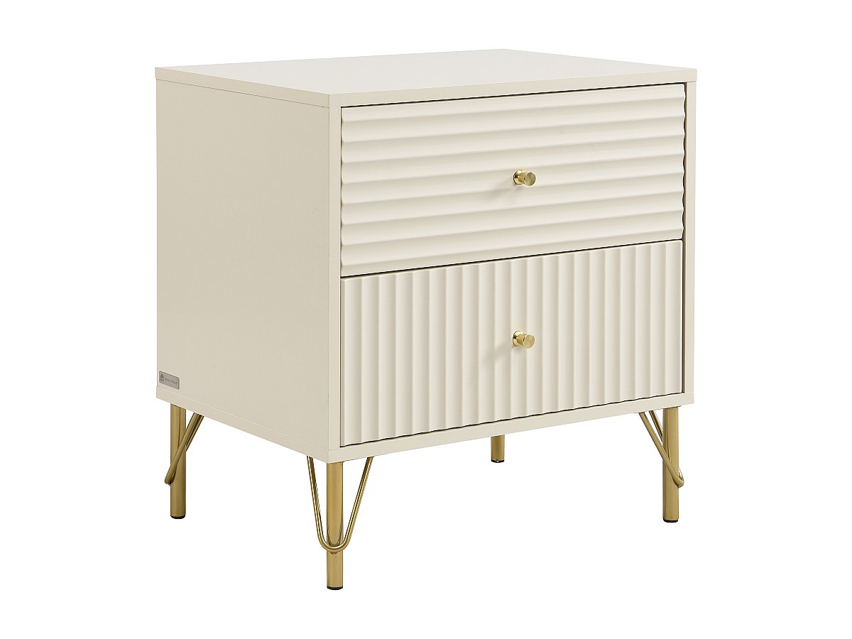 Nachttisch mit 2 Schubladen – Beige – LOUREO günstig online kaufen