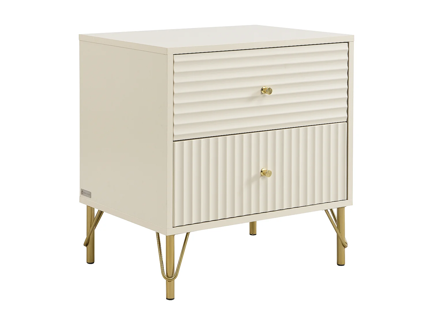 Table de chevet 2 tiroirs - Beige - LOUREO