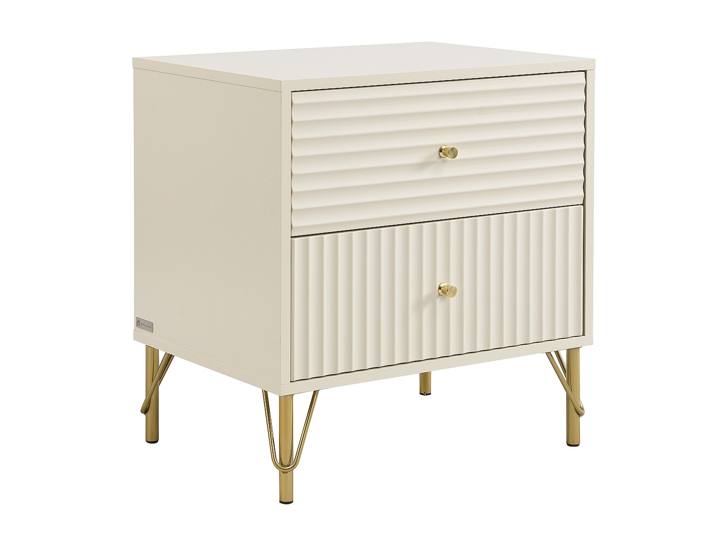 Nachttisch mit 2 Schubladen – Beige – LOUREO günstig online kaufen